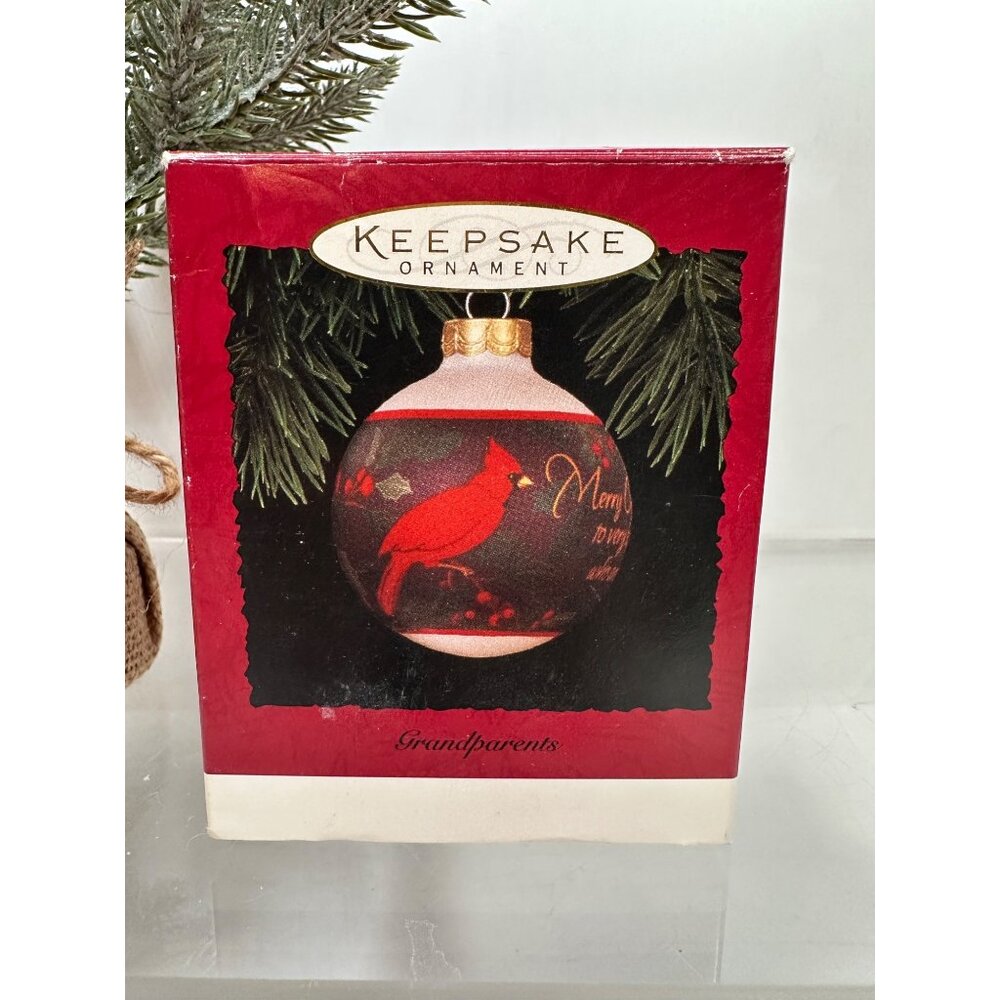 Hallmark Keepsake 1994 Grandparents Glass Ornament Cardinal Holly Berry QX242-6